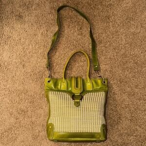 Lime Green and Tan Woven Purse by Kate Landry